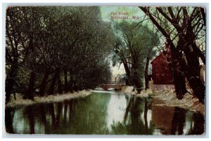 1908 Fox River Scenic View Trees Waukesha Wisconsin WI Vintage Antique Postcard