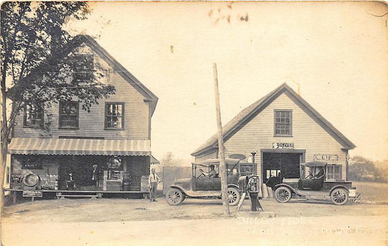 Readfield Depot ME Child's Store Gas Pumps Old Cars RPPC Postcard