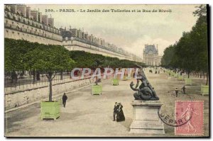 Old Postcard Paris Le Jardin des Tuileries and the Rue de Rivoli