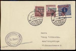 3rd Reich Germany 1938 Occupied Sudetenland Karlsbad Mi 5 10 37 Cover 56301