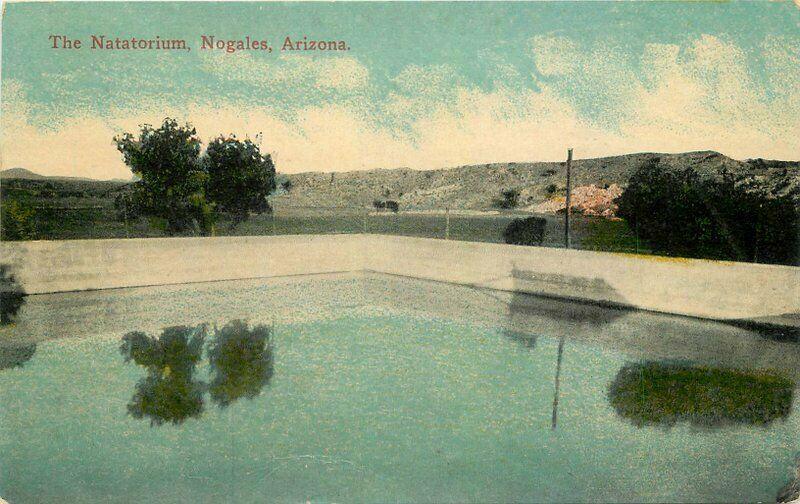 1934 Natatorium Nogales Arizona Postcard International Drug 3723