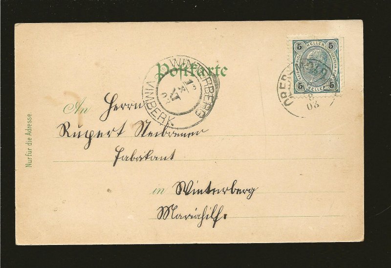 Austria Postmark 1903 Ober-Moldau Bohmerwald Postcard