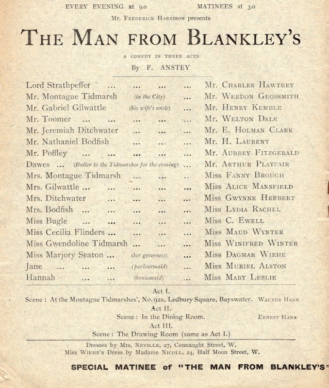 The Man From Blankleys Charles Hawtry Rare Haymarket Theatre Programme