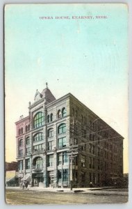 Kearney Nebraska~Opera House~Poster by Door~Bank Ground Floor~1909 Postcard 