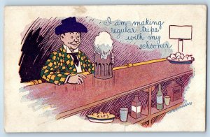 Man With Beer I Am Making Regular Trips With My Schooner Union Star MO Postcard