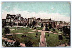 St. John New Brunswick Canada Postcard Queen Square 1914 Antique Posted