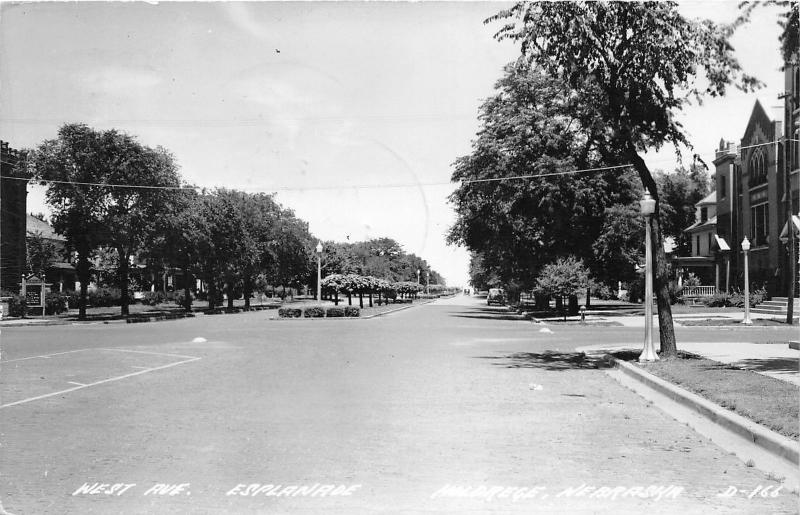 Holdrege Nebraska~West Avenue Esplanade~Houses~Church~1944 RPPC-Postcard