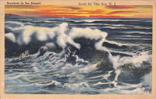 Breakers In The Sunset Avon By The Sea New Jersey 1951