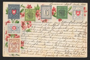 SWITZERLAND Stamps on Postcard Used c1900