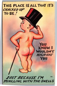 Postcard Comic Naked cane - Wouldn't High-Hat you Mingling with the Swells