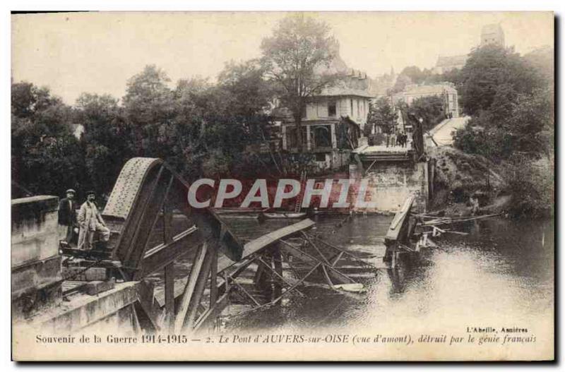 Old Postcard Militaria Bridge D & # 39Auvers sur Oise destroyed by the French...