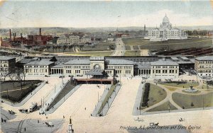 Providence Rhode Island 1909 Postcard Union Station & State Capitol