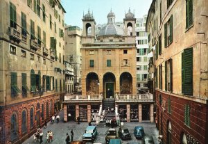 Postcard Banchi Square Heart Of Old City And Church Saint Peter Geneva Italy