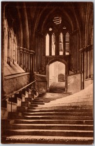 VINTAGE POSTCARD THE STEPS TO THE CHAPEL HOUSE AT WELLS CATHEDRAL ENGLAND 1910s