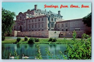 Ames Iowa IA Postcard Memorial Union Iowa State University Exterior 1960 Vintage