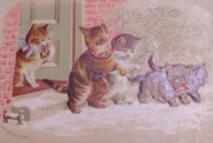 1880s Licon Coffee Anthropomorphic Cats Departure Toledo OH Victorian Trade Card