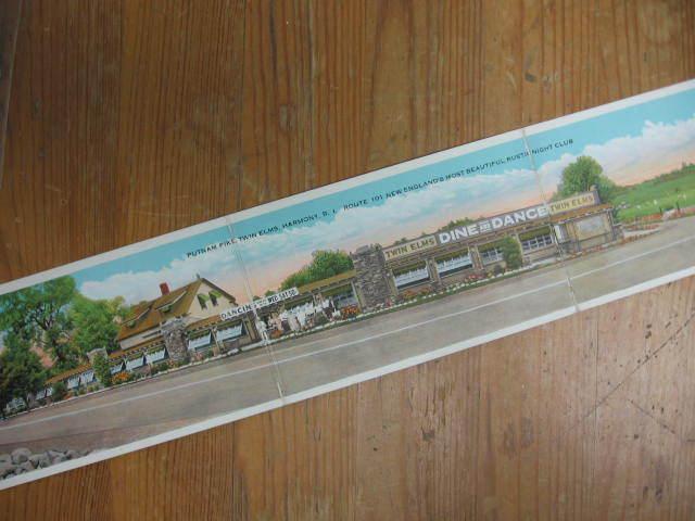 Harmony RI Putnam Pike Twin Elms Tri-Fold 3 Panel Fold Open Postcard c1920s