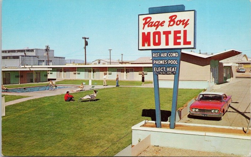 Page Boy Motel Page Arizona AZ Red Car Postcard H55