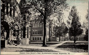 1920 NAPERVILLE ILLINOIS NORTHWESTERN COLLEGE NICHOL'S HALL VIEW POSTCARD 36-117