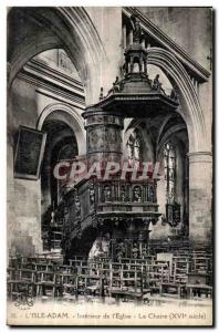 Old Postcard L isle adam inside I church pulpit (XVI century)