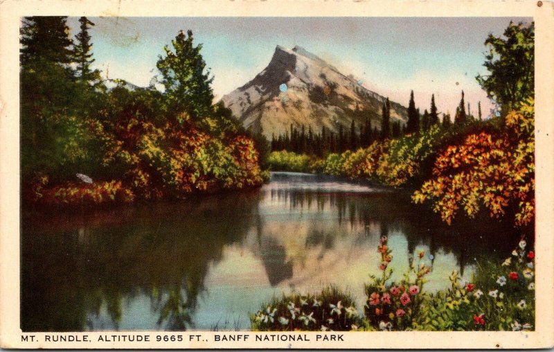 VINTAGE POSTCARD MOUNT RUNDLE AT BANFF NATIONAL PARK EARLY WHITE BORDER c. 1920