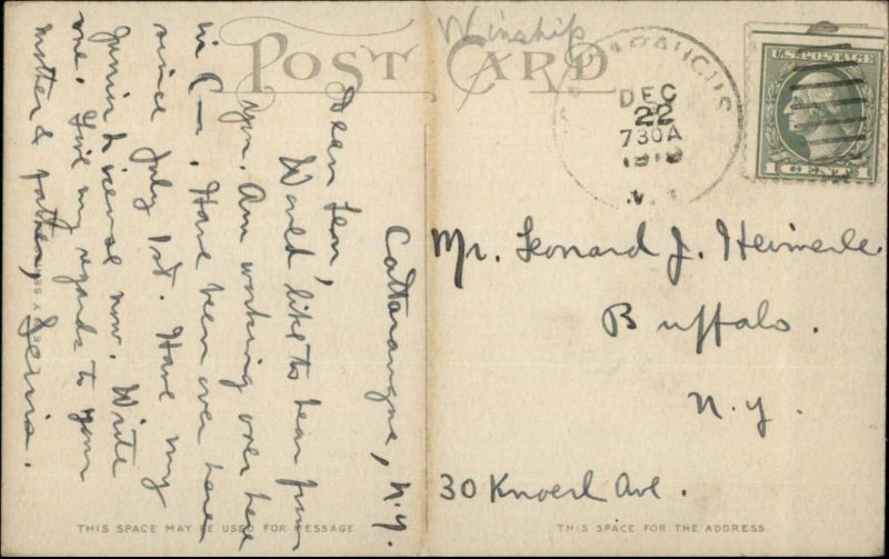 Christmas - Pretty Woman & Cupid on Telephone Icicles c1910 Postcard