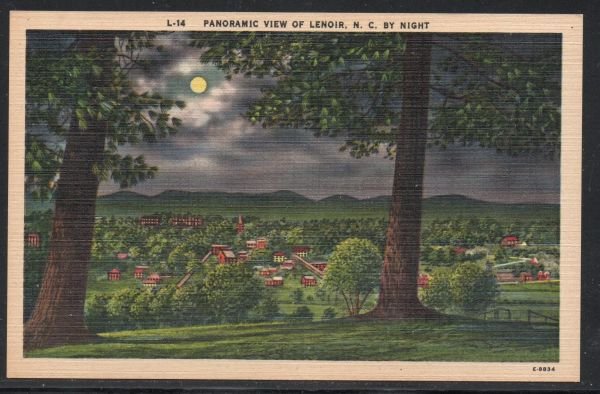 North Carolina colour Panoramic Night View Lenoir, N.C unused