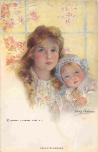 Peach Blossoms Mother Daughter Artist Signed Philip Boileau postcard