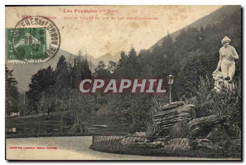 Old Postcard The Pyrenees (1st Series) Vallee Statue Lys and Lake Quincoges