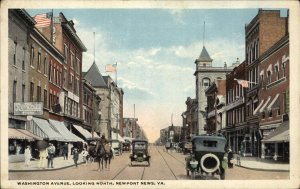 Newport News Virginia VA Classic Cars Street View c1910 Vintage Postcard