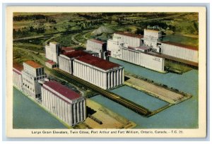 Fort William Ontario Canada Postcard Large Grain Elevators Twin Cities c1940's