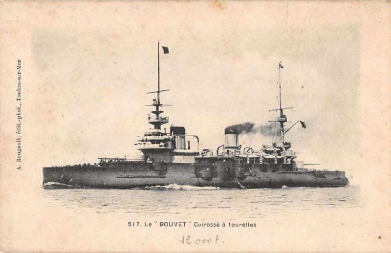 France military battleship Le Bouvet on open water antique pc Z17435