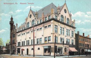 MASONIC TEMPLE WILLIAMSPORT PENNSYLVANIA POSTCARD 1910