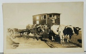 RPPC Walkers Connecticut to California Oxen Wagons Real Photo Postcard M10