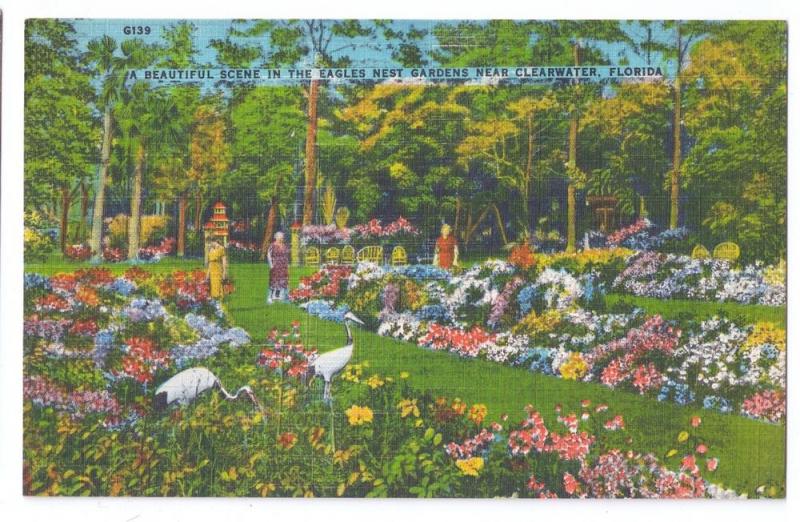 Eagles Nest Garden Clearwater Florida Vintage Linen Postcard