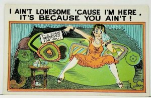 Lonely Woman, Crying Lonesome Because your Not Here A/S EL White Postcard I15