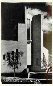 1940s RPPC Pierre SD Catholic Church of Peter & Paul, Mid Century Modern Style