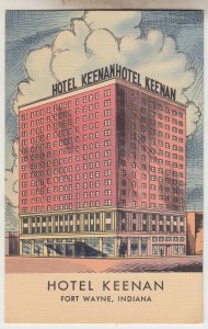 P3058, vintage postcard hotel keenan fort wayne indiana, unused