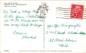 Cold River Bridge Mohawk Trail Massachusetts MA Postcard PM N Adams Cancel WOB 