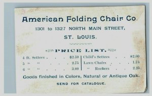 1880's-90's American Folding Chair Co. Prices Listed Adorable Girl P202