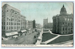 Bloomington Illinois IL Postcard South From Jefferson Street On Main 1918 Posted