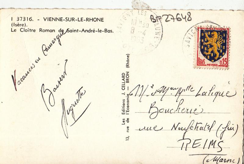 BF27648 vienne sur le rhone isere le cloitre roman france  front/back image