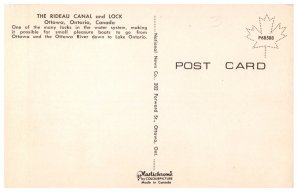 Rideau Canal Lock Ottawa Ontario Boat Vintage 1960s Postcard Plastichrome