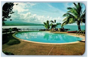 Honolulu Hawaii HI Postcard Naniloa Hotel Pool Hilo Bay Exterior c1960 Vintage