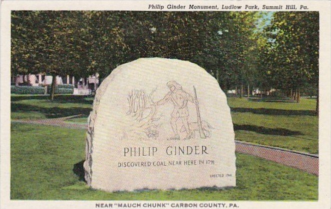 Pennsylvania Mau Chunk Philip Ginder Monument Ludlow Park Summit Hill Curteich