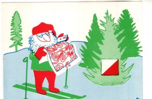 Santa Claus Cross Country Skies, Orienteering Map, Swedish Christmas Postcard
