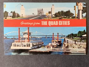 Greetings From The Quad Cities MS Chrome Postcard H1182084216