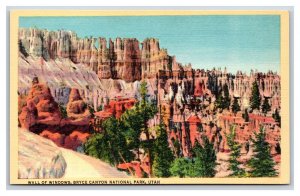 Wall of Windows  Bryce Canyon National Park Utah UT  UNP Linen Postcard Y10