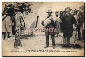 Old Postcard Folklore Auvergne Scene of rural life in the Pig Pig Fair