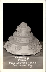 Real Photo Postcard Cake Food Service School in Fort Knox, Kentucky~137496